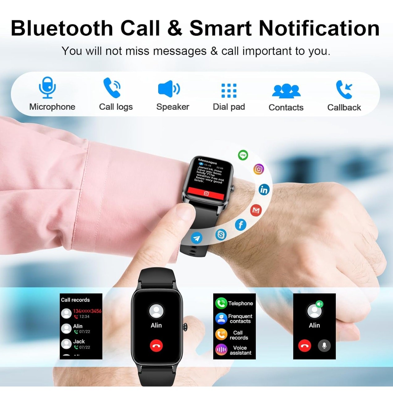 NIB Soudorv P97 Smart Watch Fitness Tracker Android 1.57” HD IP68 Waterproof