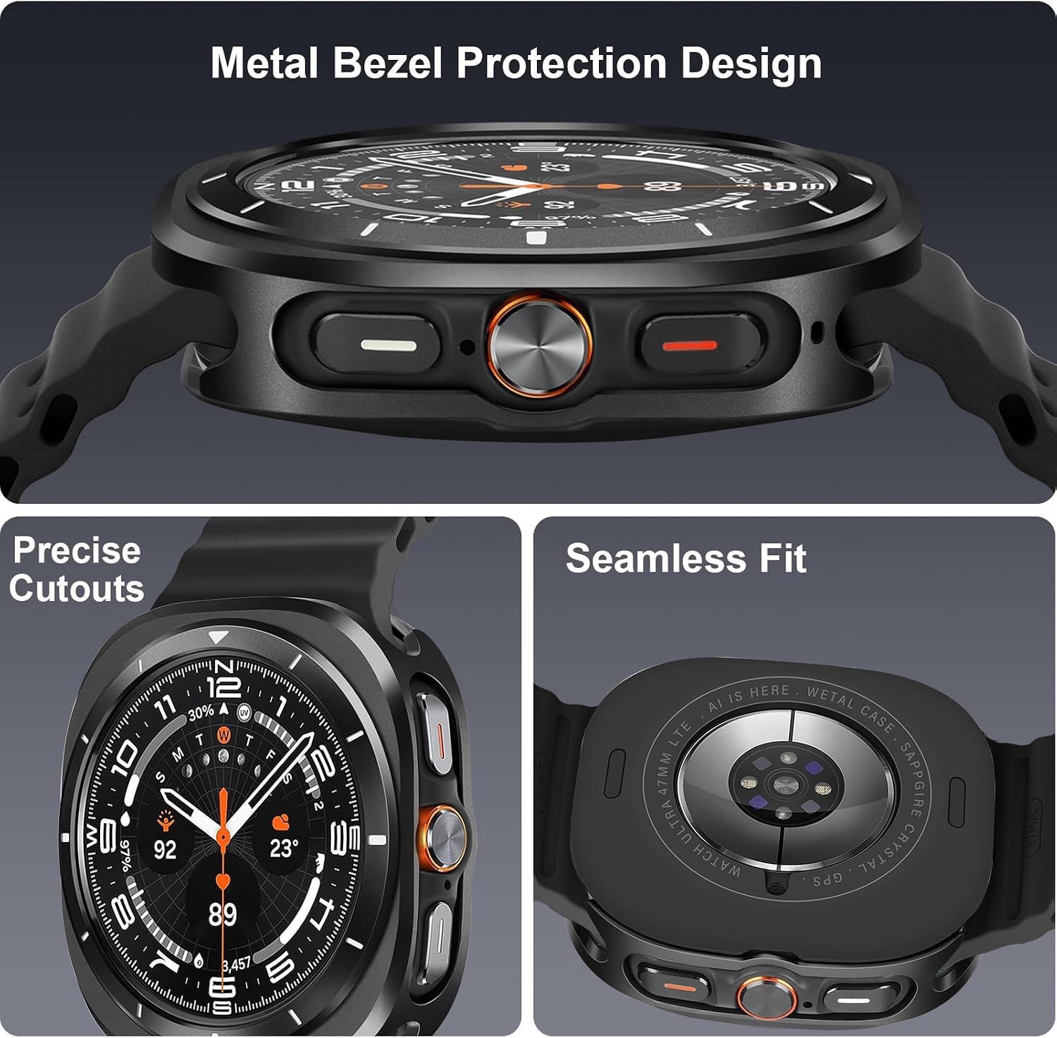 Metal Case For Samsung Galaxy Watch Ultra 47mm Rugged Thin Hard Frame Cover
