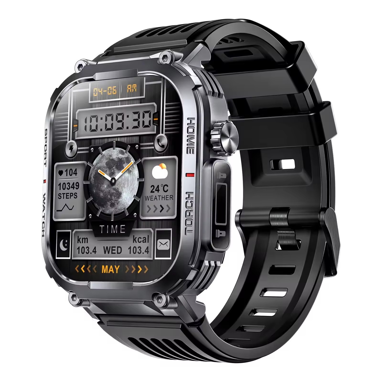Tactical Smart Watch for Men Sport Bluetooth Call Flashlight Compass 400mAh 3ATM