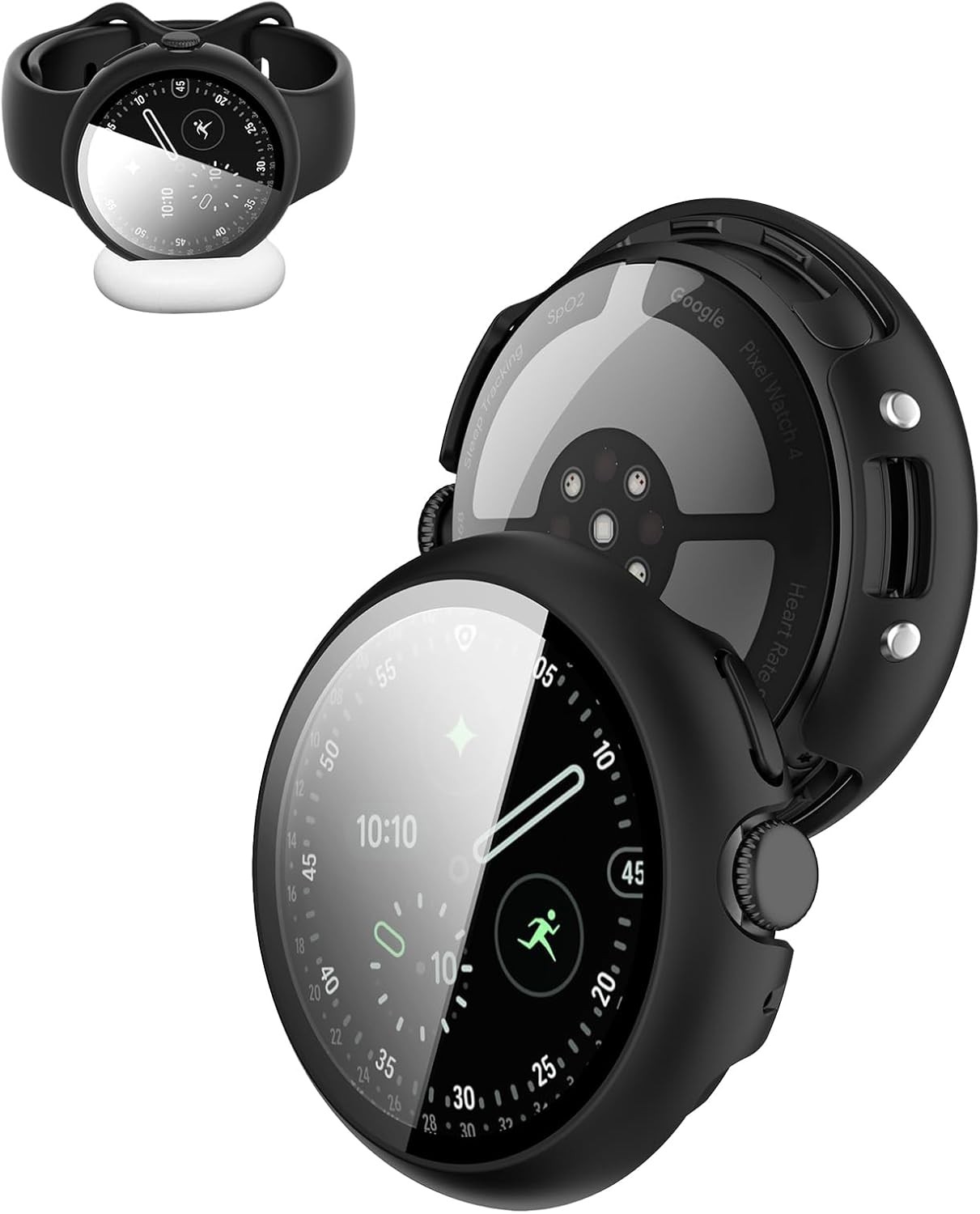 Hard PC Protective Case with Tempered Glass for Google Pixel Watch 4 45mm