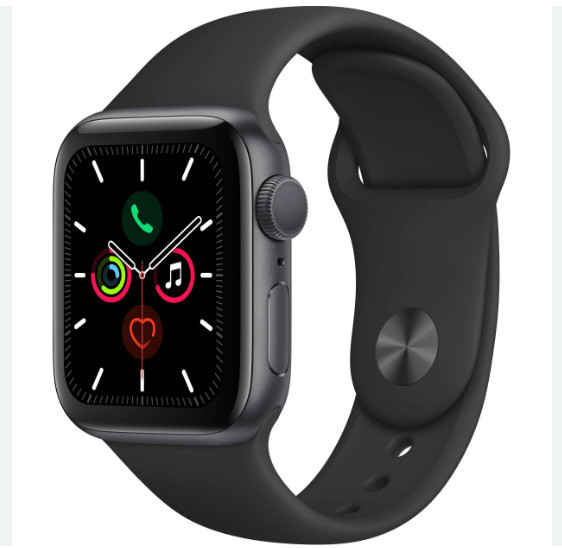 Apple Watch Series 4 44mm Space Gray Aluminum Case Black Sport Band (MTUW2LL/A)