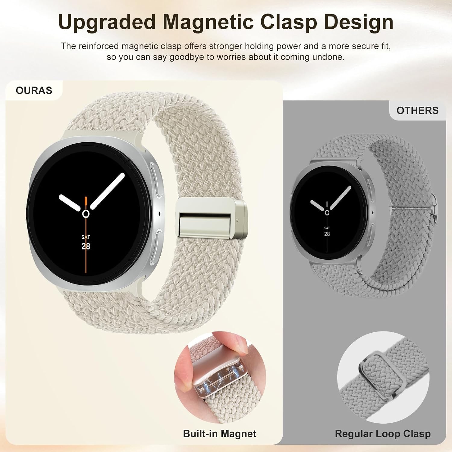 4 Pack Nylon Bands for Samsung Galaxy Watch 9/8 40 44mm & 8 Classic 46mm