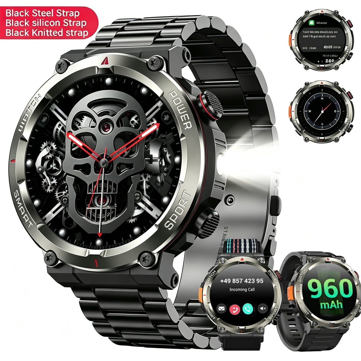 Military Smart Watch Men Bluetooth Call Rugged Fitness Tracker for Android iOS