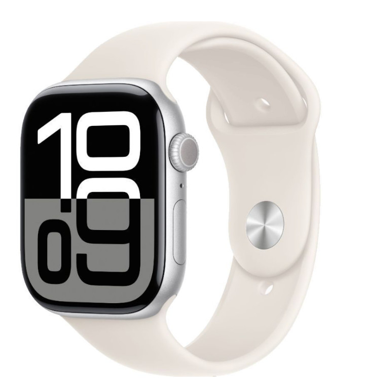 Apple Watch Series 10 46mm GPS+CEL Aluminum Silver & Starlight Sport Band – New