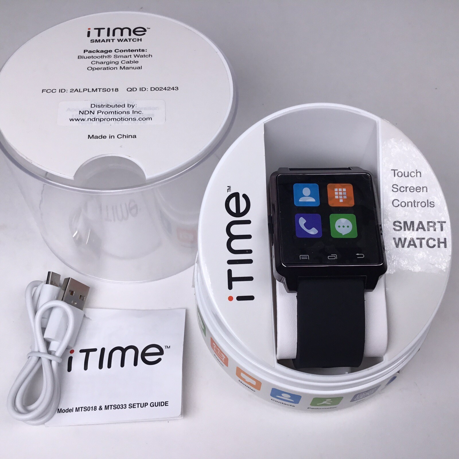 iTime Smart Watch Black Silicone Band Touch Screen Control For Android. NOB