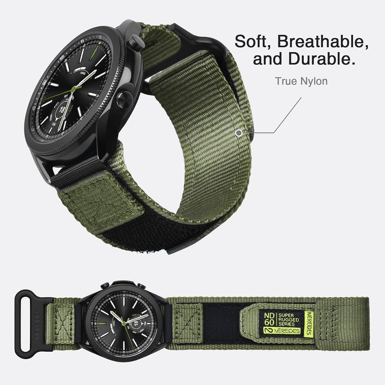 22mm Nylon Band for Garmin Vivoactive 4/Forerunner 255/ Samsung Galaxy Watch 3
