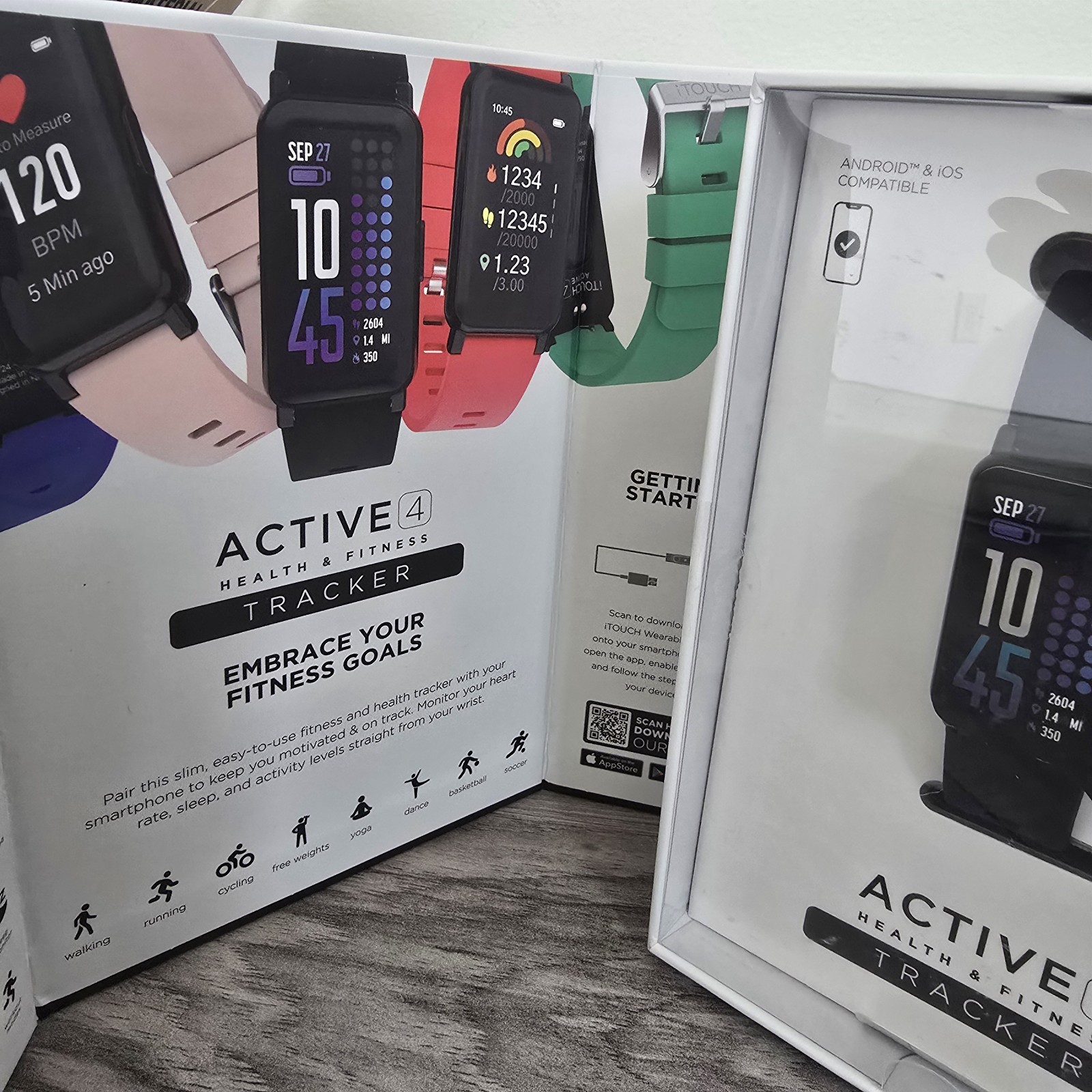 NEW iTouch Wearables Active 4 Unisex Black Watch/Fitness Tracker TC4S01-G02
