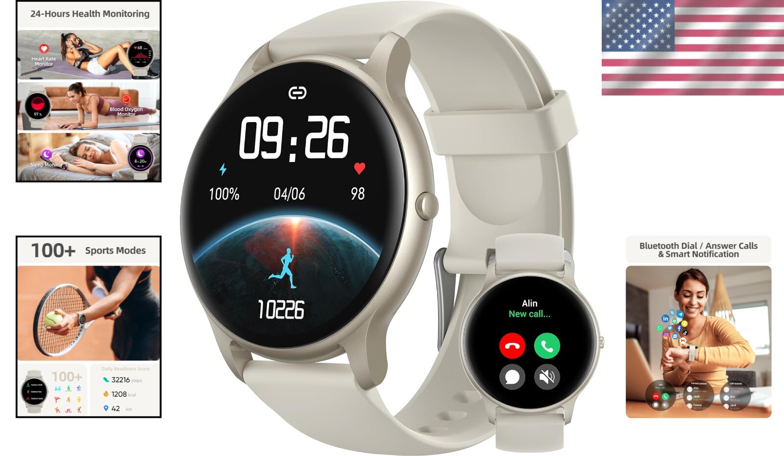 All-in-One Fitness Tracker Smartwatch with Heart Rate and Sleep Monitoring