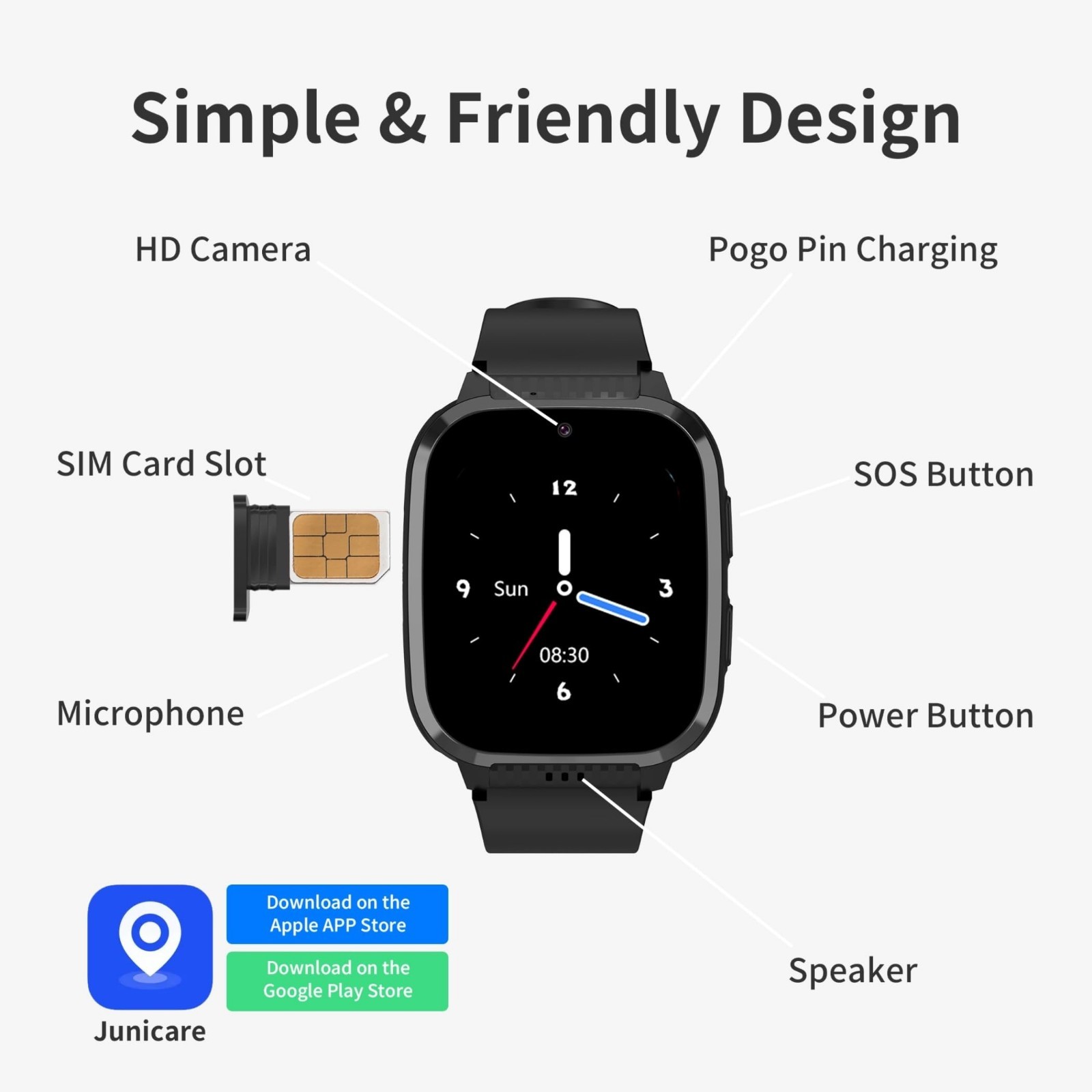 4G Kids Smart Watch with GPS Tracker, SOS Calling, Parental Controls, HD Video C