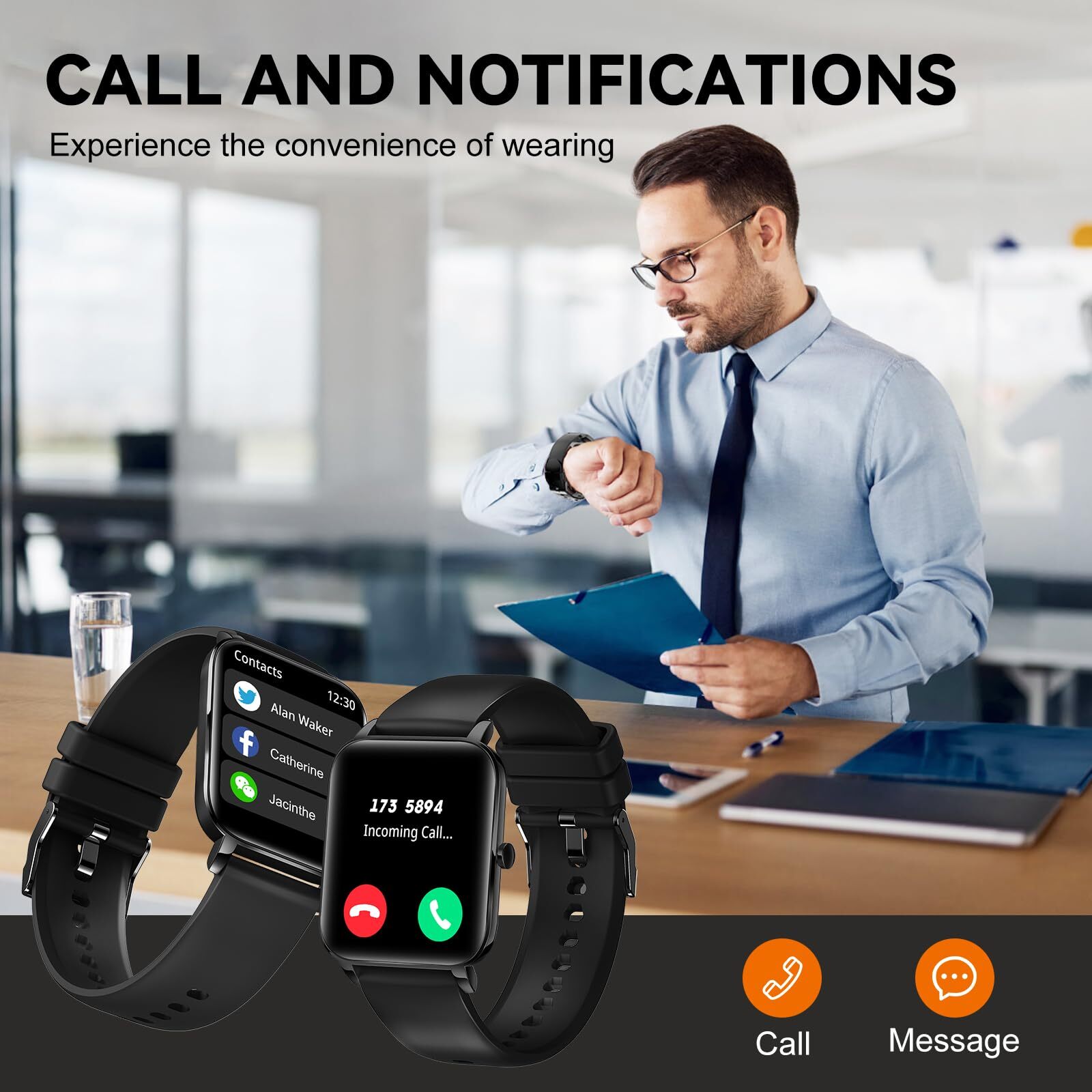 2.02” Smart Watch – HD Touchscreen – Fitness Tracker – 100+ Sport Modes – IP68