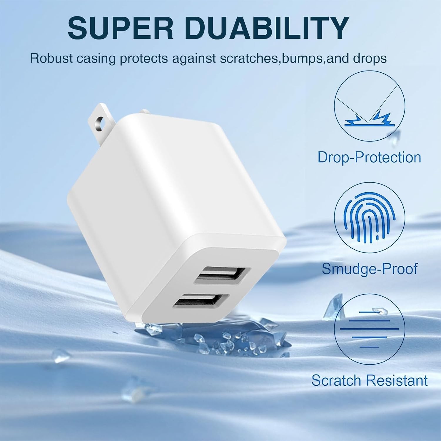 Fast Charging USB Wall Charger Block, Dual Port Power Adapter for iPhone 14 and