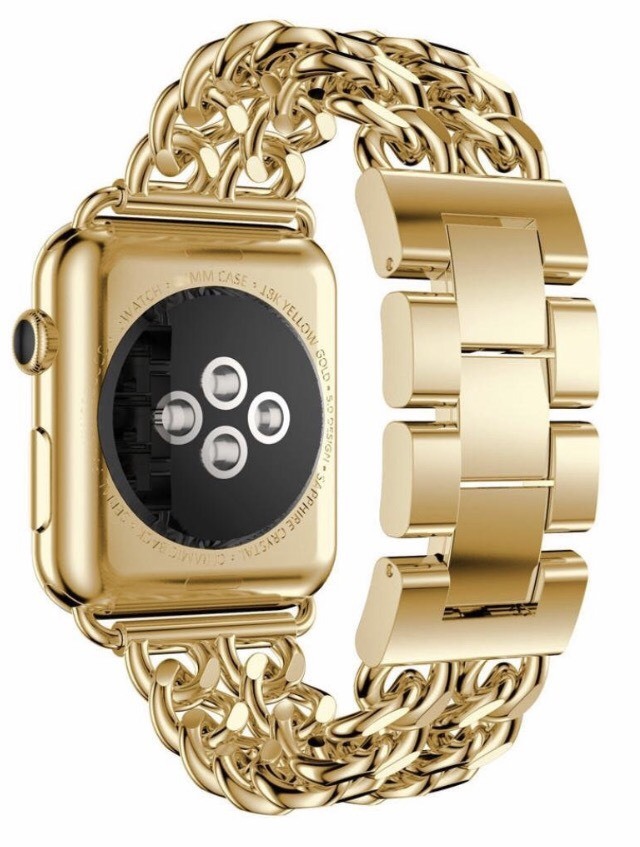 24K Gold Plated 42MM Apple Watch Series 2 Stainless Steel Case Gold Links Band