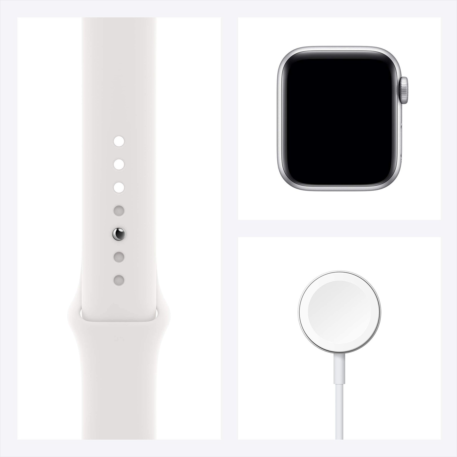 Apple Watch SE (GPS, 40mm) – Silver Aluminum Case with White Sport Band