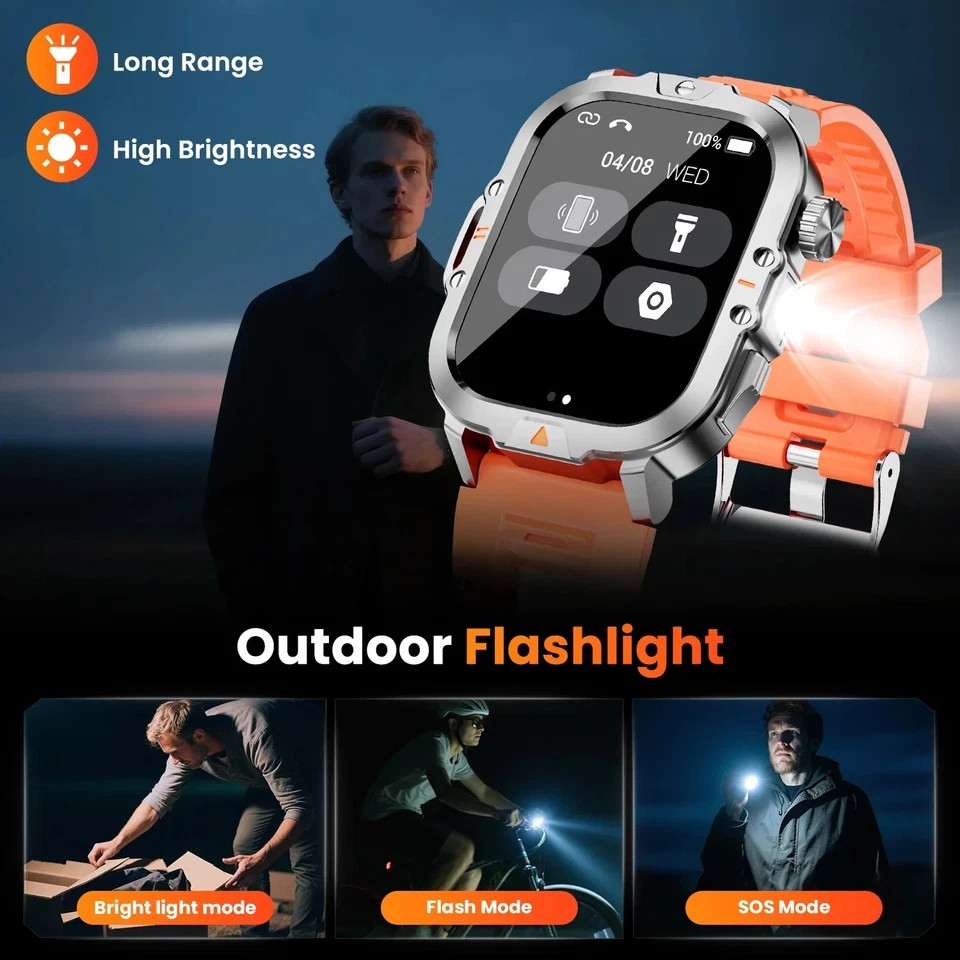 NEW Mingwear Military Smartwatch for Men, 2.01-Inch TFT LCD Aluminum Alloy Body
