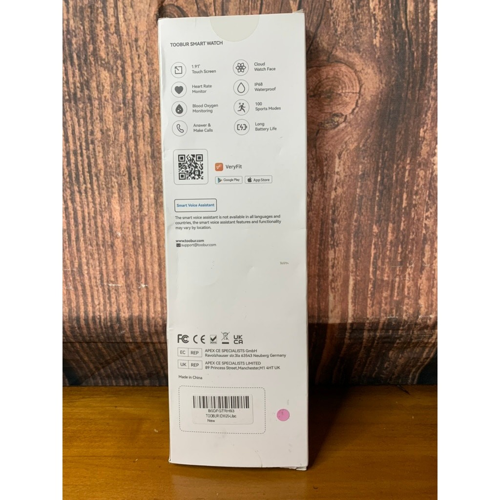TOOBUR Smart Watch Purple 1.91in Touchscreen IP68 Bluetooth