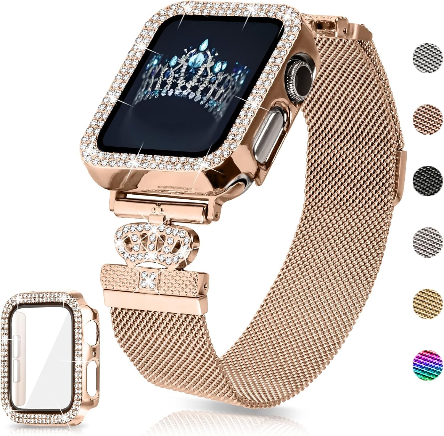 Magnetic Band for Apple Watch 38mm 40mm 41mm 42mm 44mm 45mm 46mm with Bling Case
