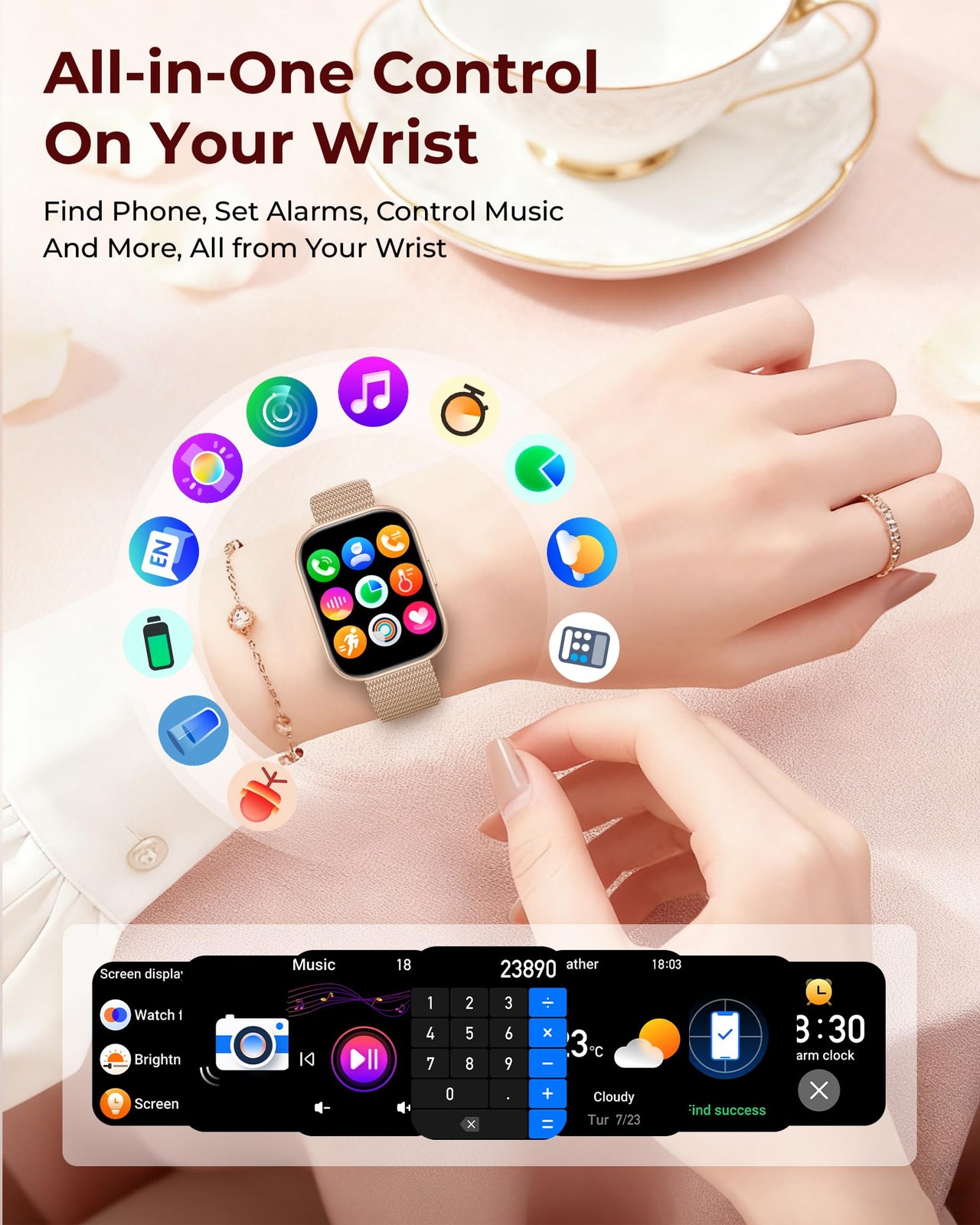 Iaret Smart Watch For Women 4 Gift Set 1.75 Hd Fitness Tracker Bluetooth Calls