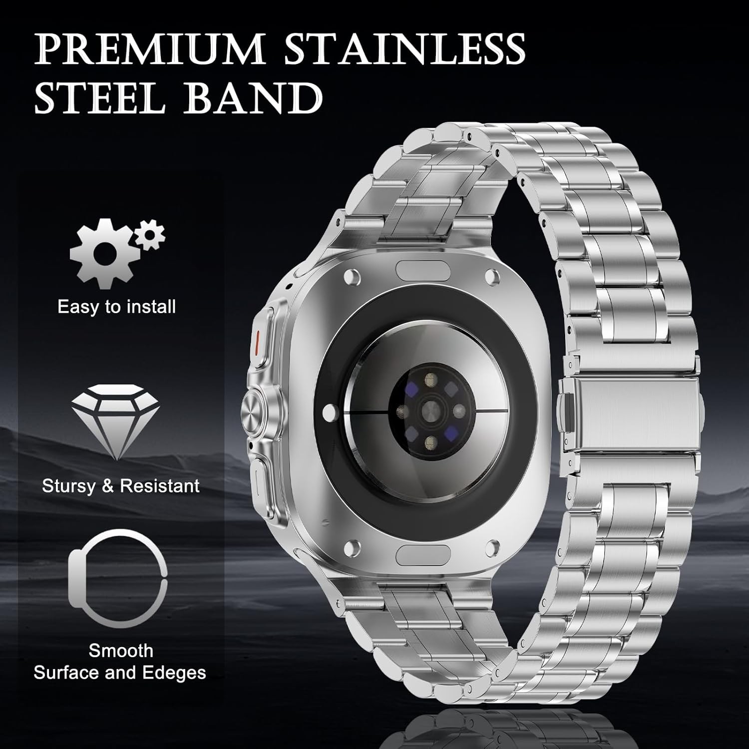 Solid Metal Stainless Steel Strap Compatible with Samsung Galaxy Watch Ultra 47m