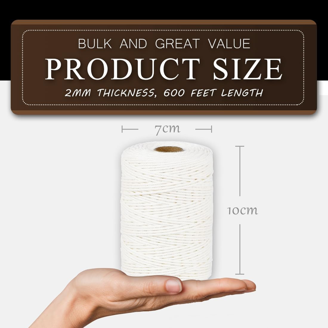 600 Feet 2Mm Cotton Butcher Twine String Soft Food Safe for Cooking Craft Baker