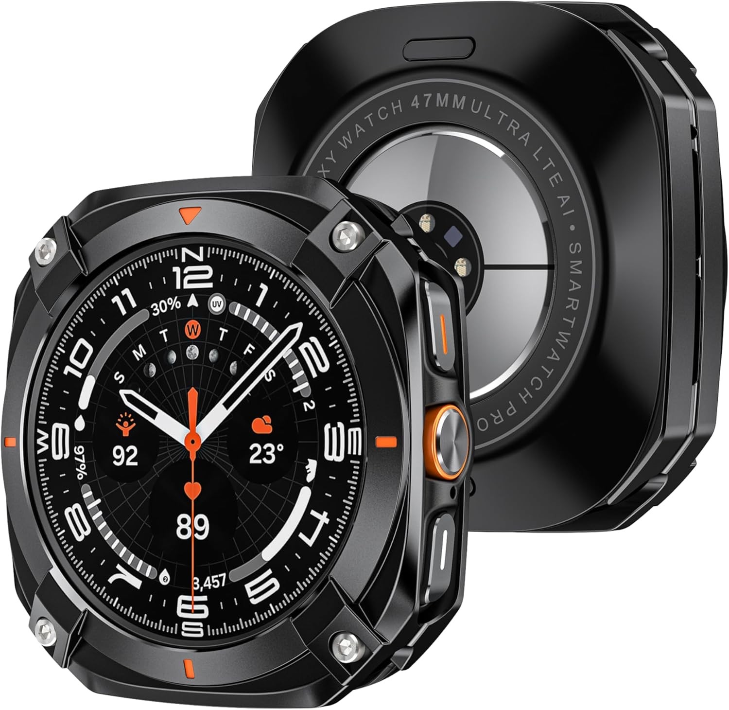 Metal Case for Samsung Galaxy Watch Ultra 47mm Rugged Stainless Steel Bumper