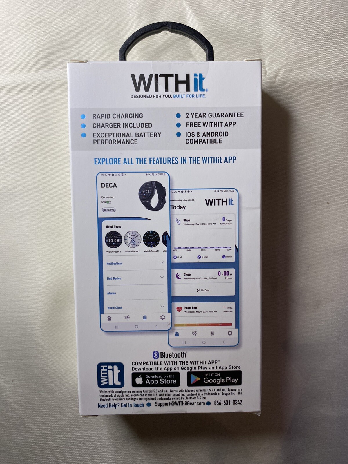 Withit Smartwatch Black Touchscreen Display NEW Amoled DECA