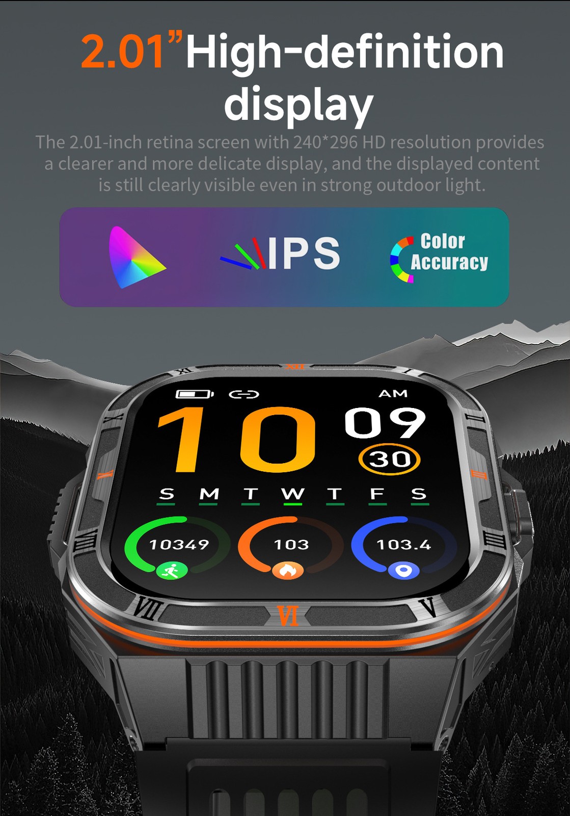Military Smart Watch For Men Outdoor Compass Flashlight Sport Fitness Smartwatch