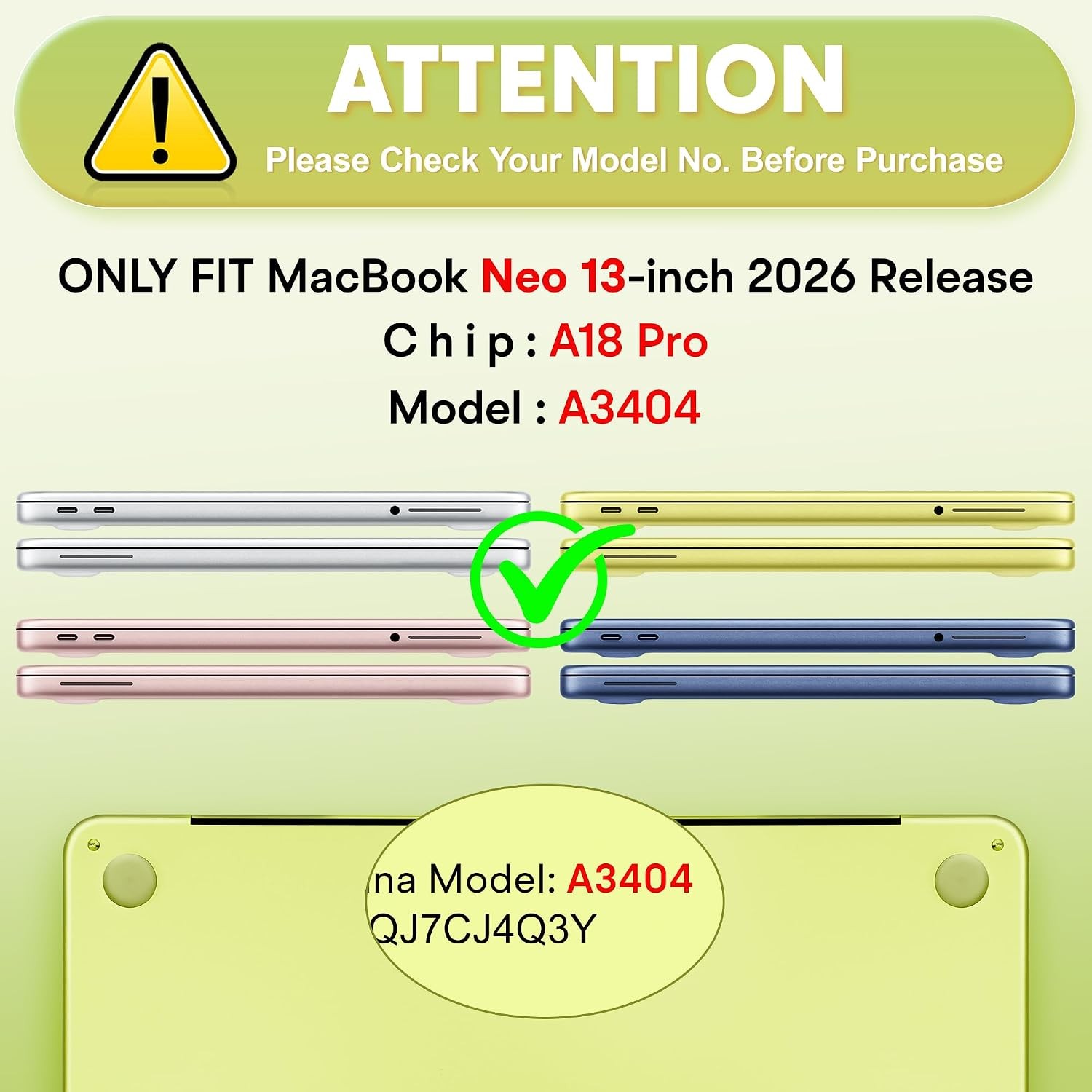 Case For MacBook Neo 13″ A3404, Plastic Hard Shell, Keyboard Cover, Screen Prote
