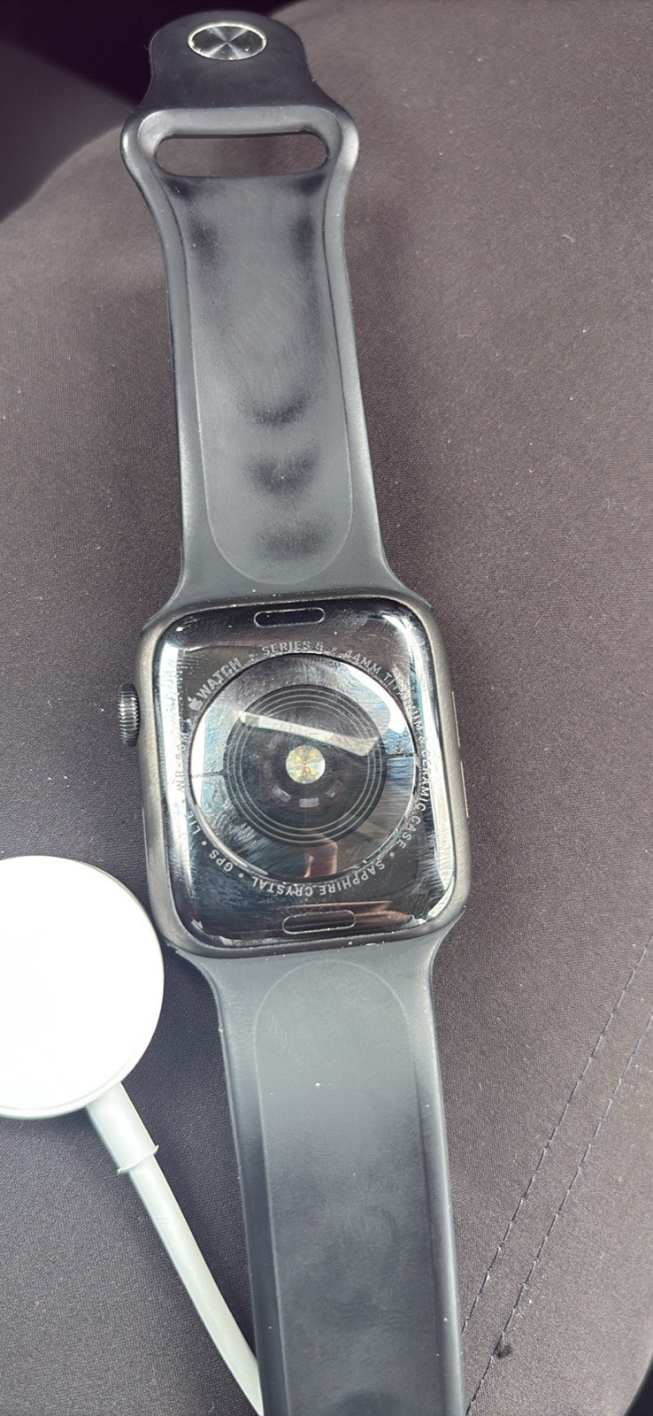 Apple Watch Series 5 40mm Gray Case with Black Silicone Band (MWV82LL/A)