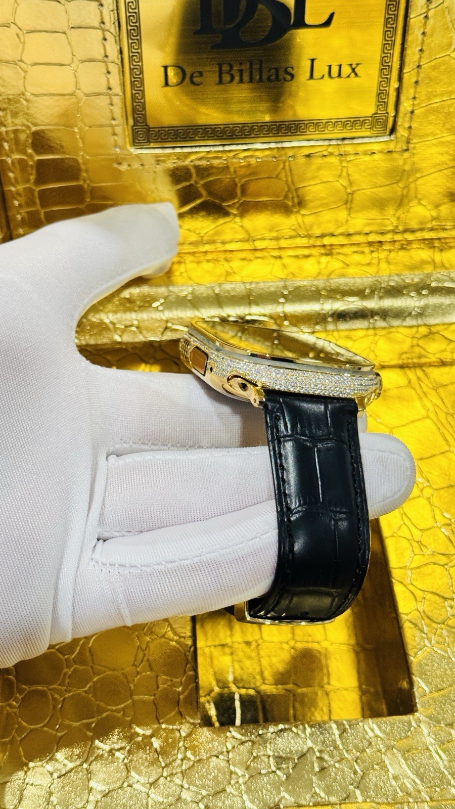 ✅ Custom 24k Gold Apple Watch Ultra 2 Zircon Diamonds + Luxury Box | Authentic ✅