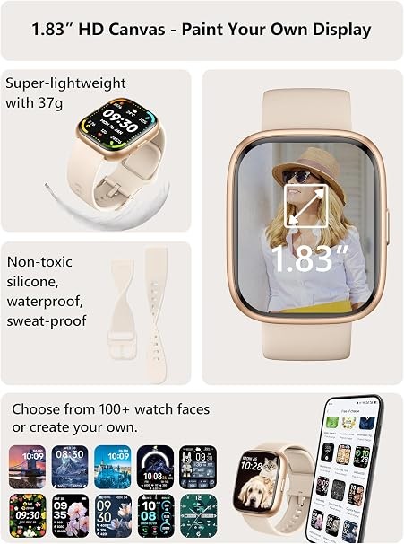 Smart Watch 2026 Upgrade Alexa Built in 1.83 Inch 2 Bands