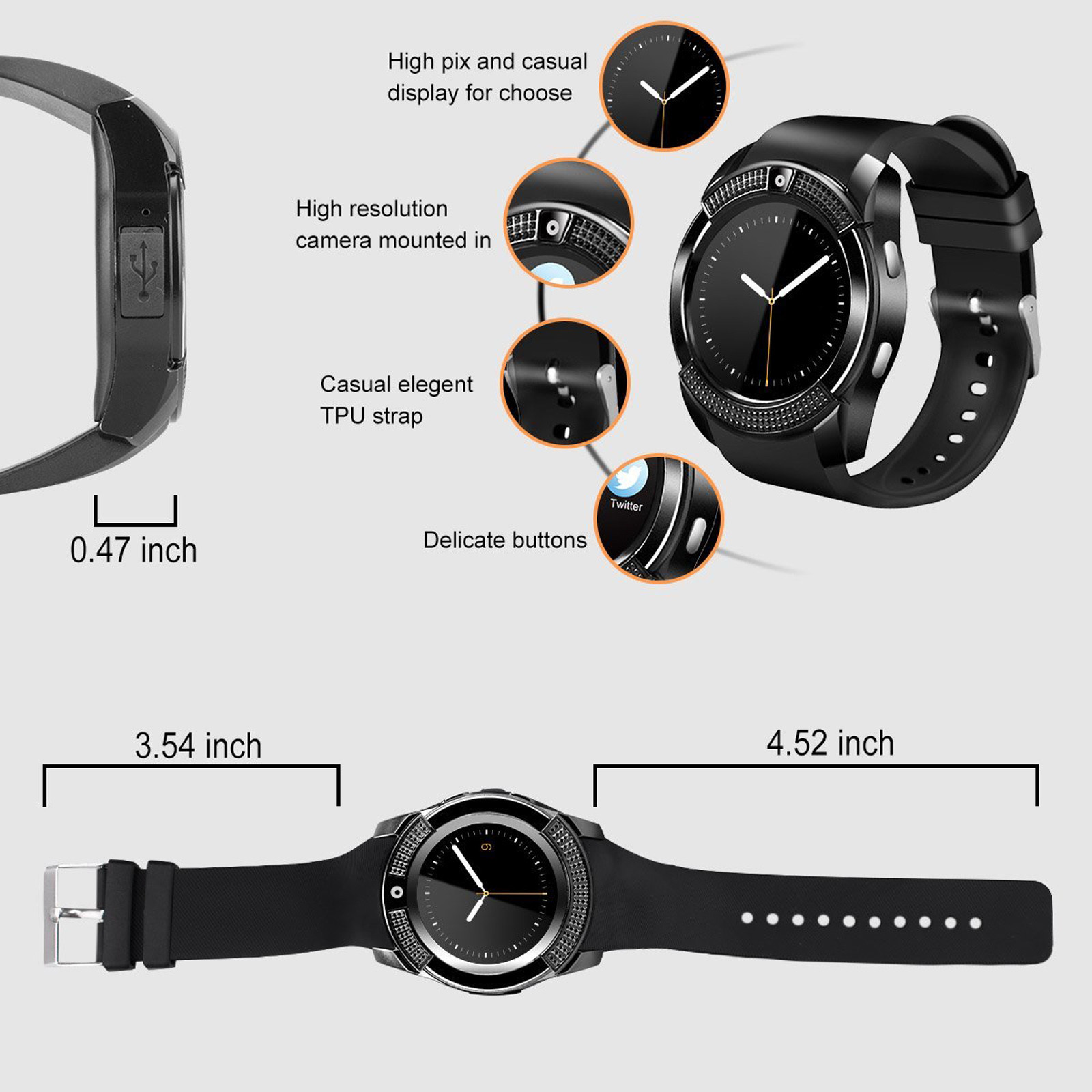 All in 1 Bluetooth Smartwatch Phone GSM Unlocked Watch for Android Men Women
