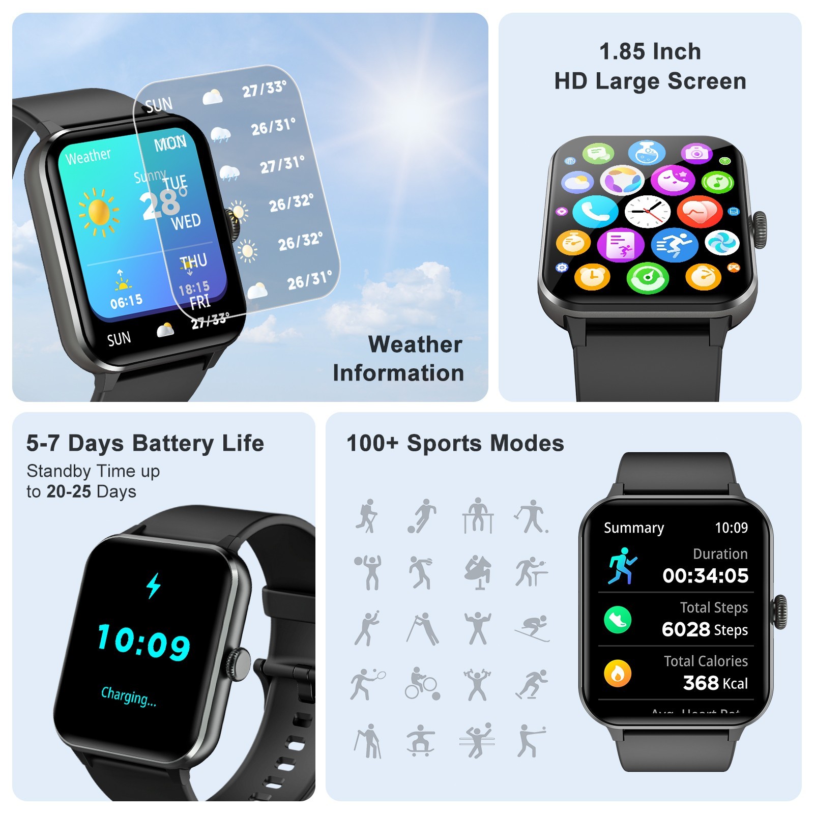 Bluetooth Calling Smart Watch for Women Men, Fitness & Sleep Trackers Pedometer