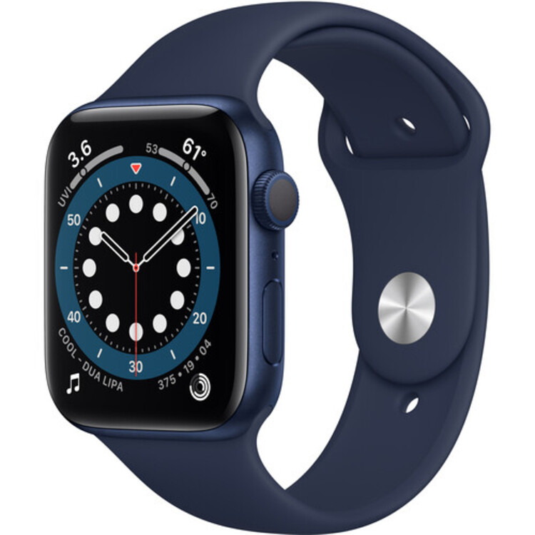 Apple Watch Series 6 44mm GPS Blue Case Deep Navy Band M00J3LL/A Very Good