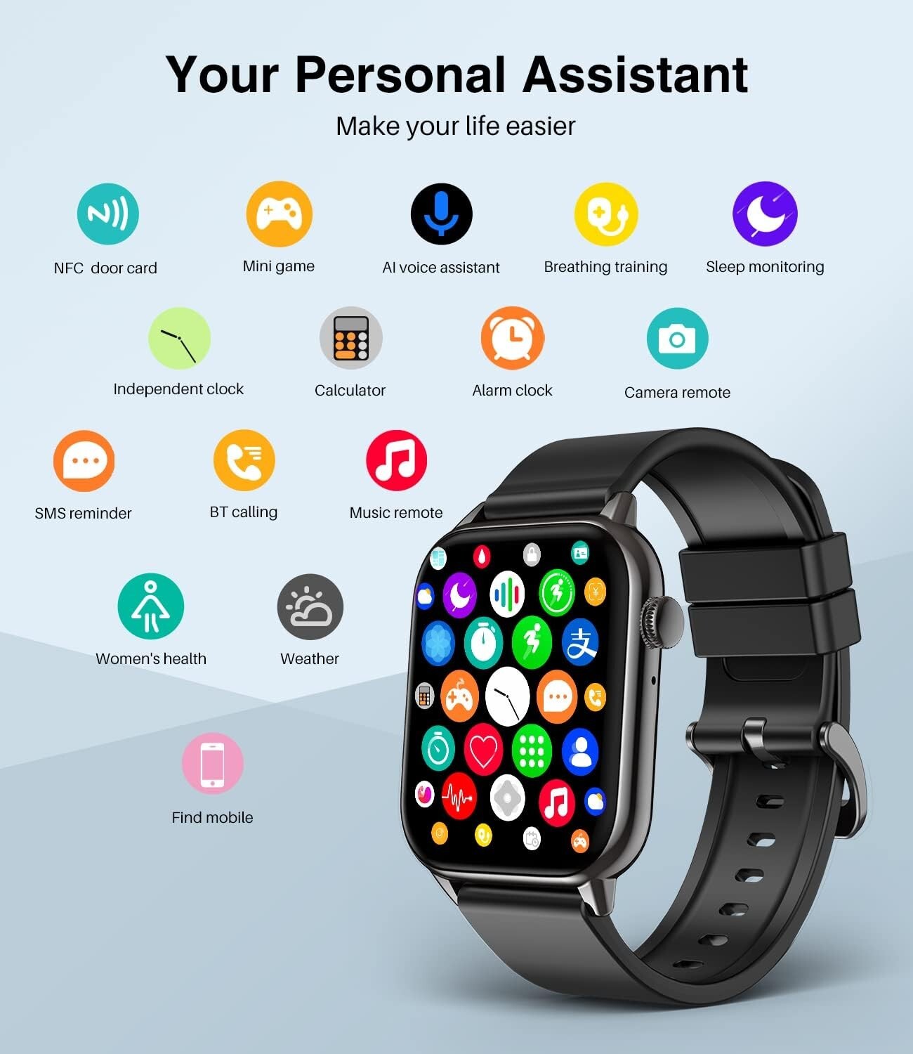 🔥🔥EGQINR Smart Watch (Answer/Make Call), 1.68″ Fitness Tracker Smartwatch🔥🔥