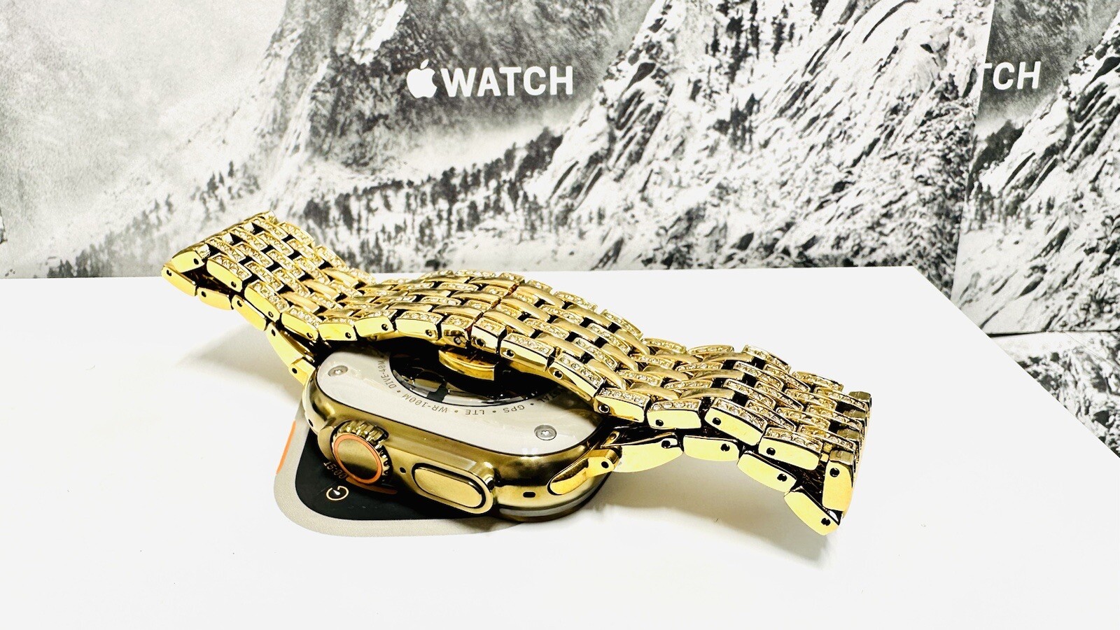 49MM Apple Watch ULTRA 2 Custom Polished GOLD Anodized Diamond Link Band GPS LTE
