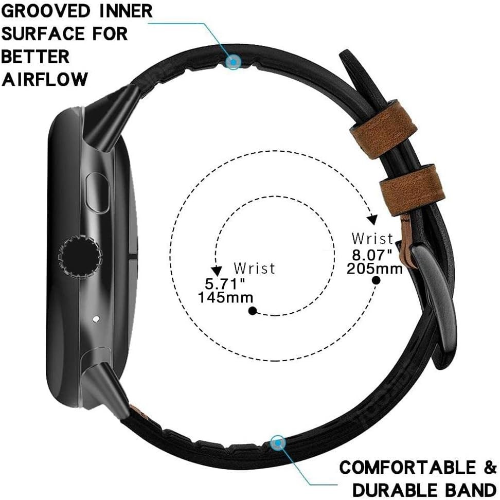 Brown Hybrid Silicone Leather Band for Google Pixel Watch, Sweatproof Strap