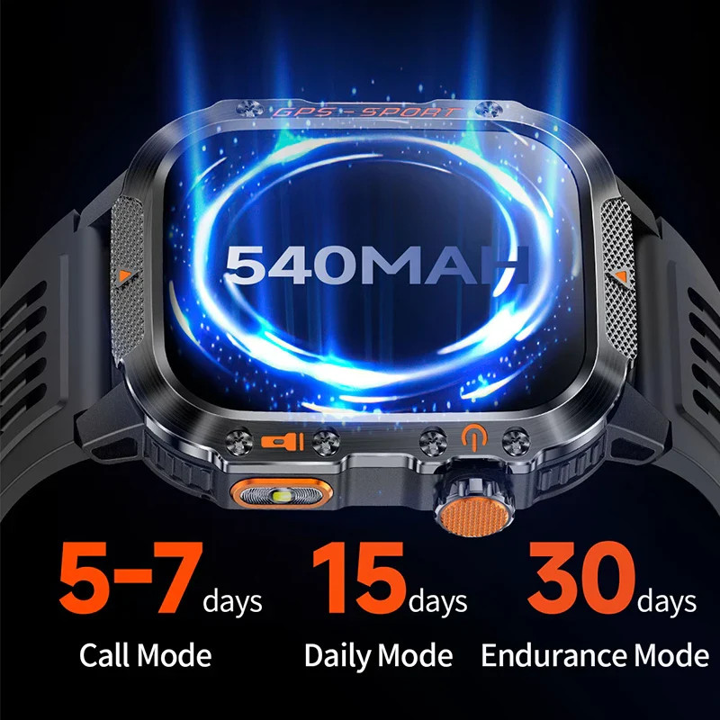 Military-Grade Outdoor Sports Smart Watch GPS Compass Blood Oxygen Heart Rate