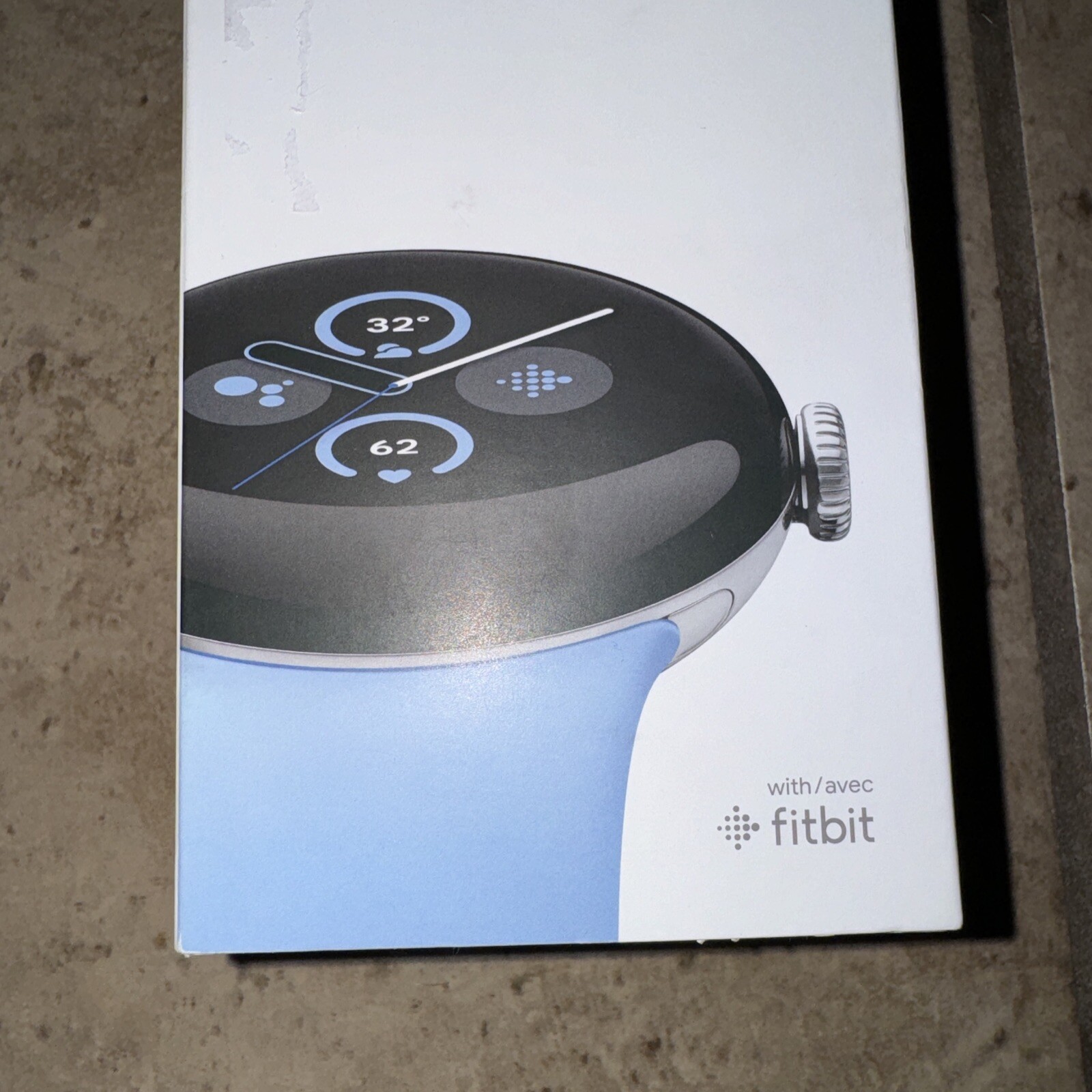 Google Pixel Watch 2 Wi-Fi 41mm Silver Aluminum Case Blue Band Brand New
