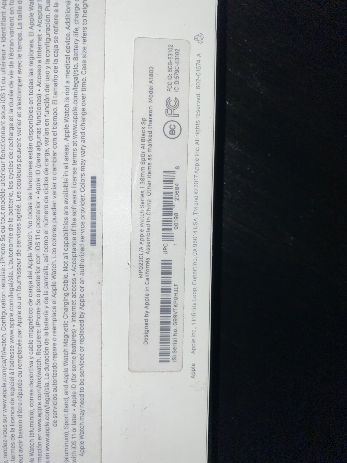*Apple Watch Series1 38mm Sport AL BLACK SP (MP022LL/A)