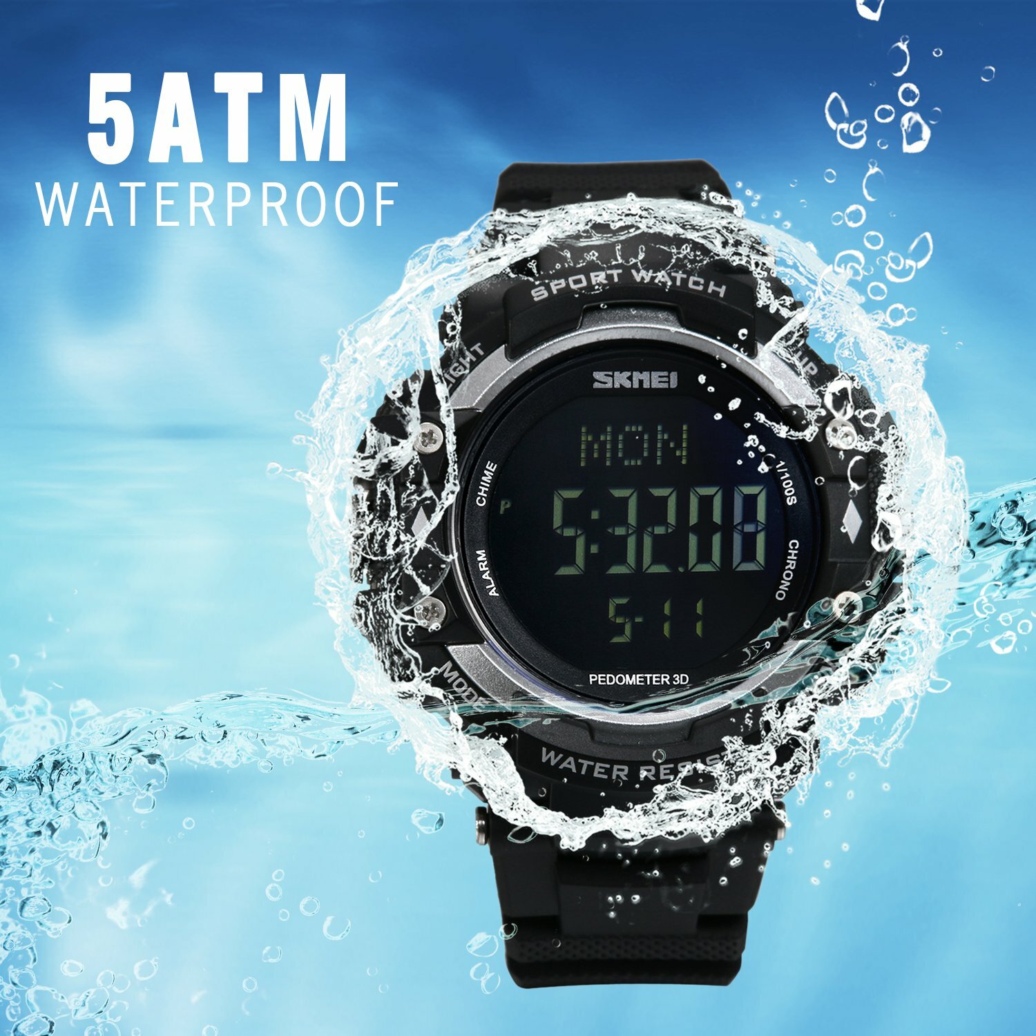 Multifunction Waterproof Calorie Heart Rate Monitor Pedometer Clock Smart Watch