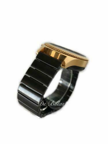 24K GOLD Plated Samsung Gear S3 Classic Smart Watch With Black Link Band CUSTOM
