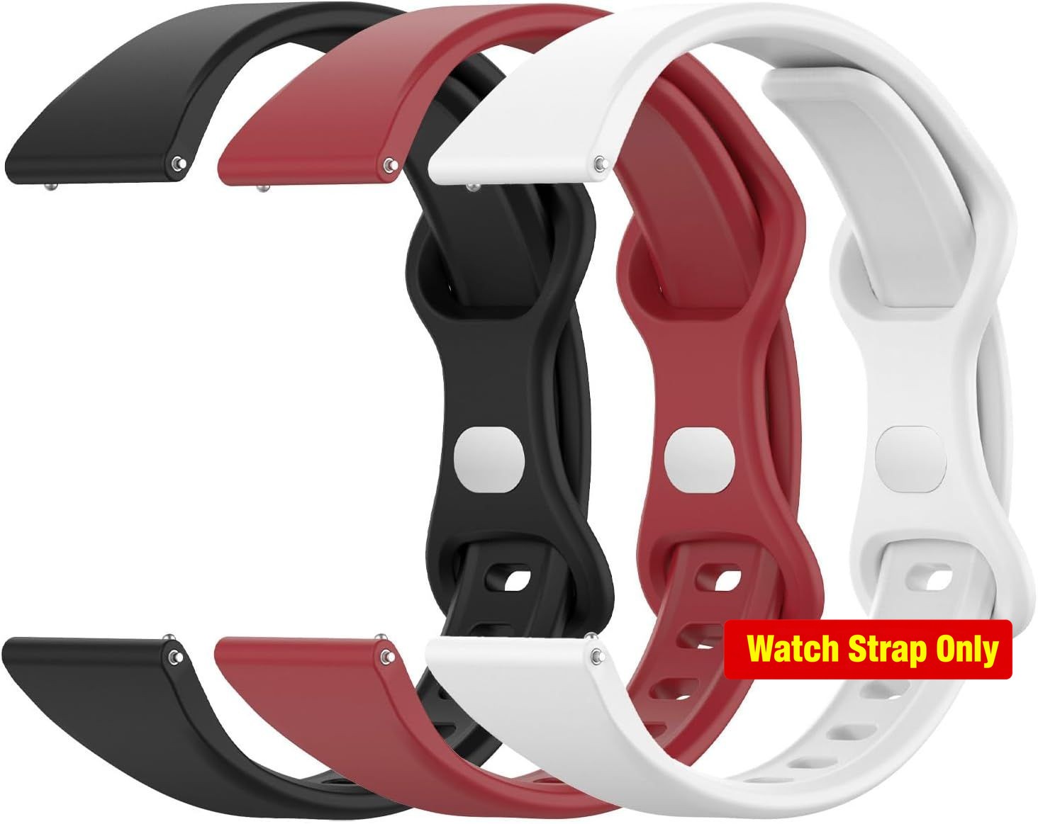3 Pack Slim Silicone Strap Compatible with 18mm 20mm Quick Release