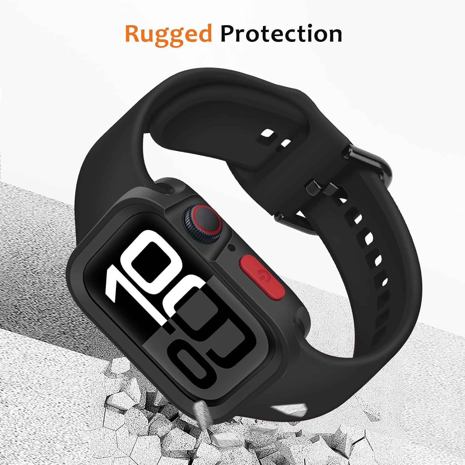 Shockproof TPU Bumper Case for Apple Watch 46mm Series 11/10, Flexible Rugged Co