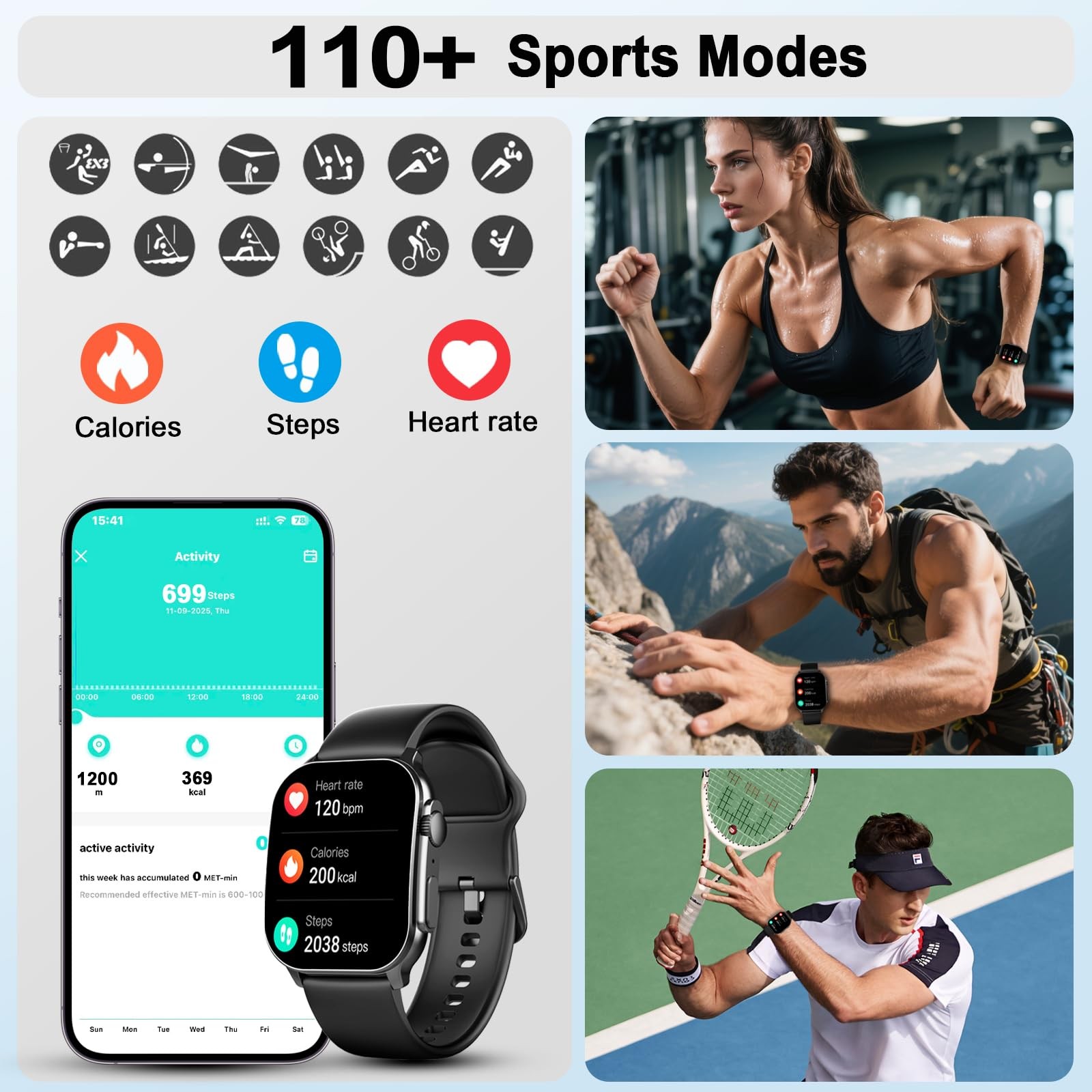 Smart Watch for Men, 2.01″ AMOLED Curved Display Fitness Tracker with Answer/…