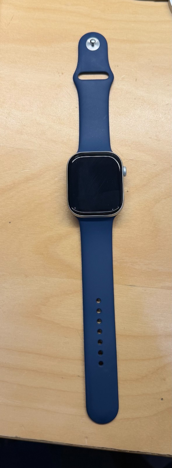 Apple Watch Series 10 [GPS, 46mm] Silver Aluminum Case with Denim Sport Band M/L