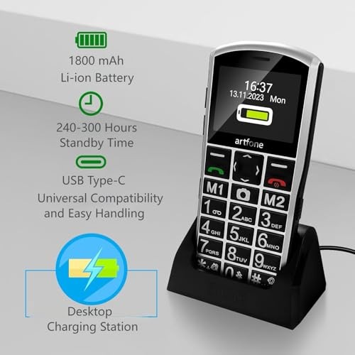 A400 Pro Silver – Large Button Cell Phone artfone A400 Pro Silver – 4G/3G/2G