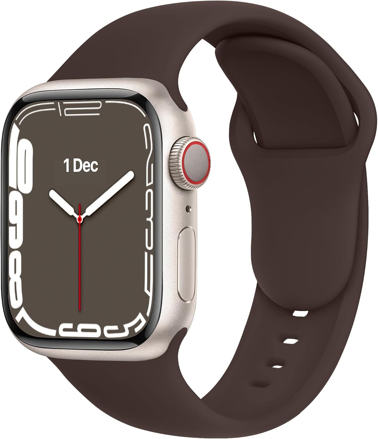 Silicone Strap Compatible with Apple Watch Series 7 40mm 44mm Coffee Brown