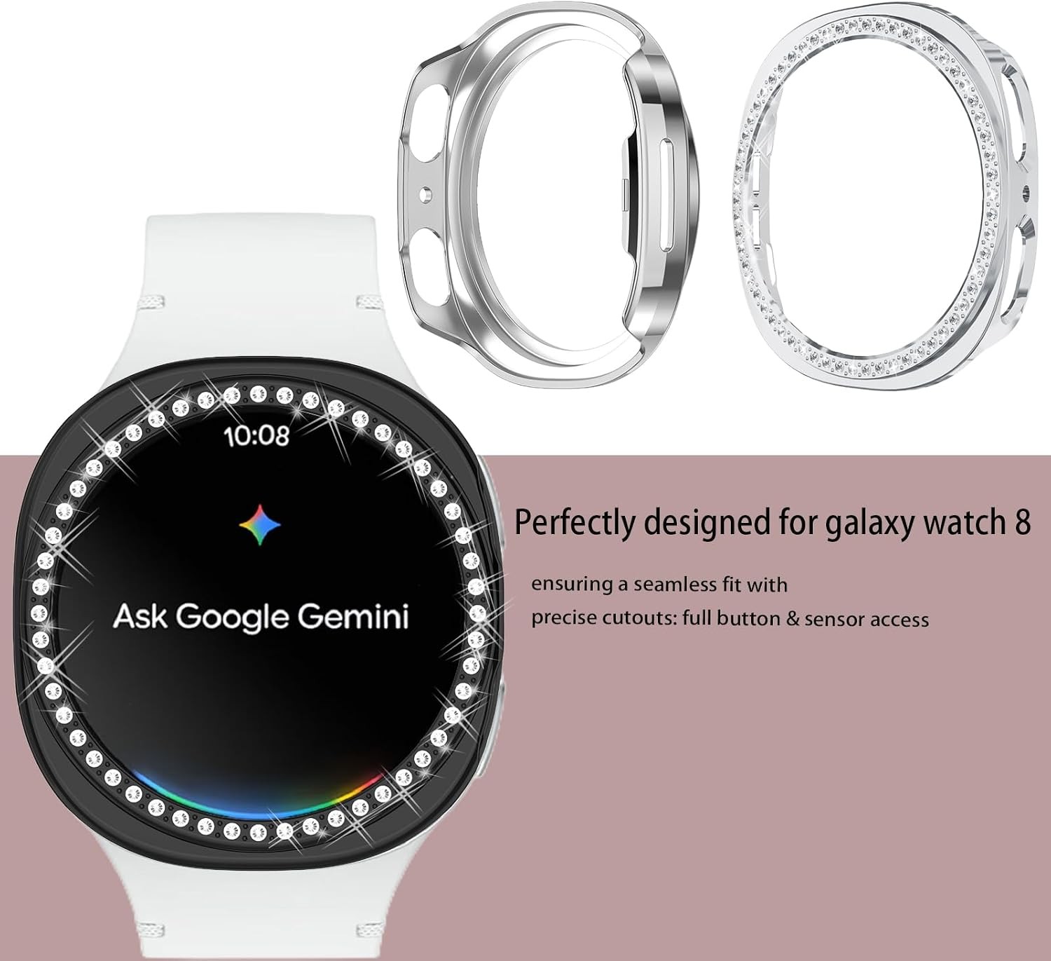 4x Bling Case for Samsung Galaxy Watch 9/8 | Diamond Bumper Hard Cover