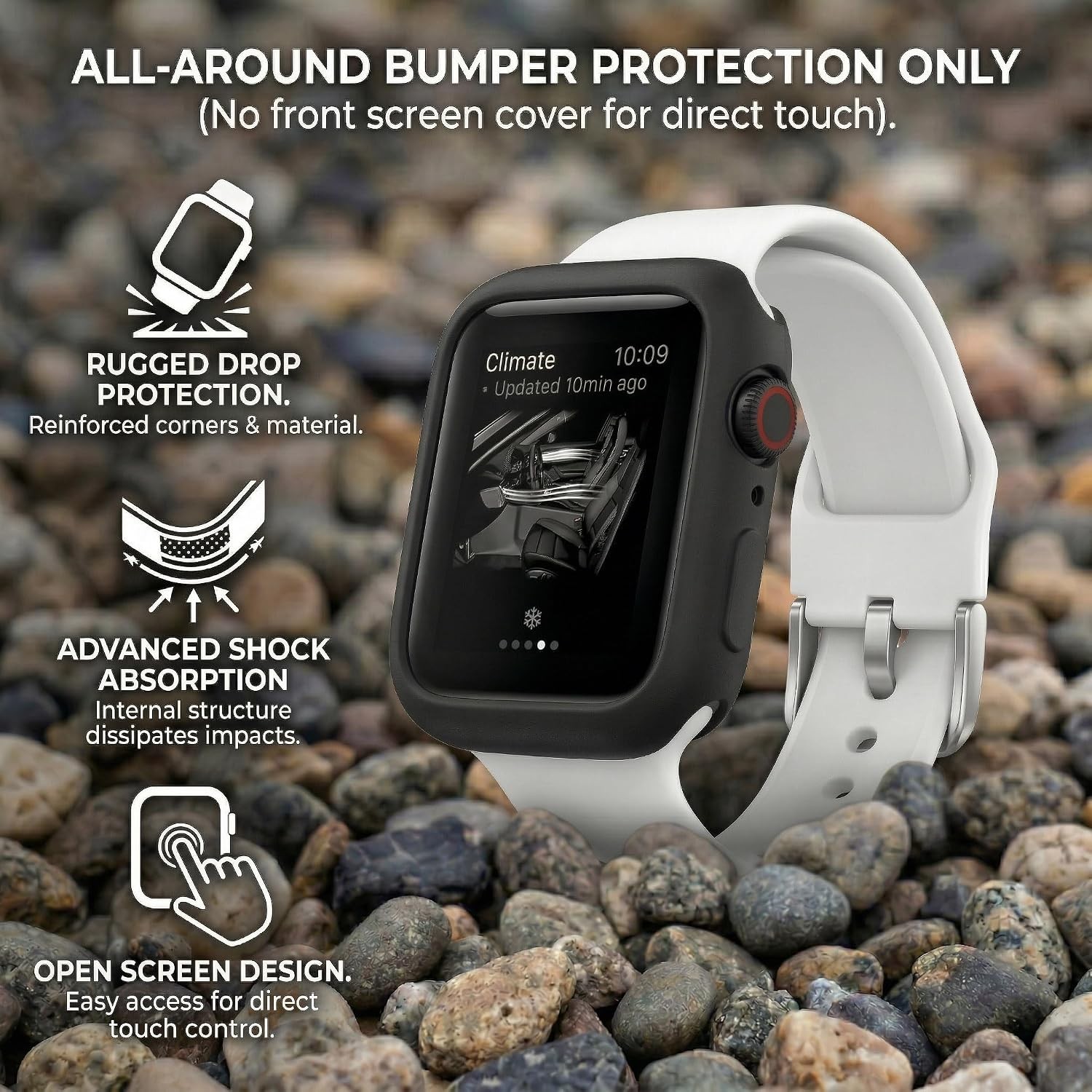 Soft Silicone TPU Bumper Case for 40mm Apple Watch Series SE/6/5/4 – Black