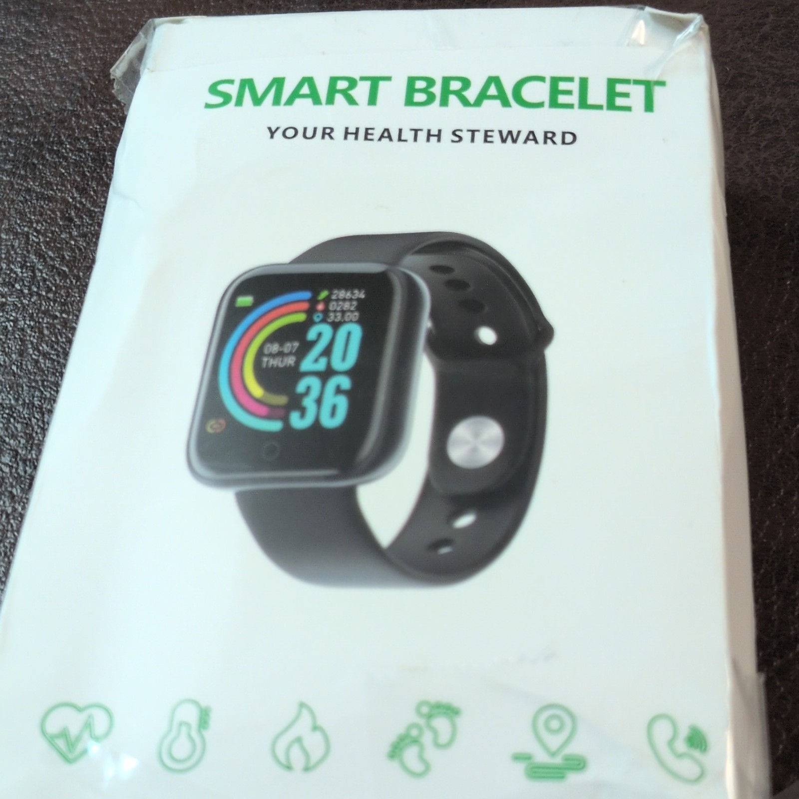 Smart Watch 44mm Fitness Tracker Smart Watch HR Step Counter Black Silicone